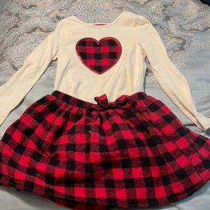 Burgundy checkered girls two piece set